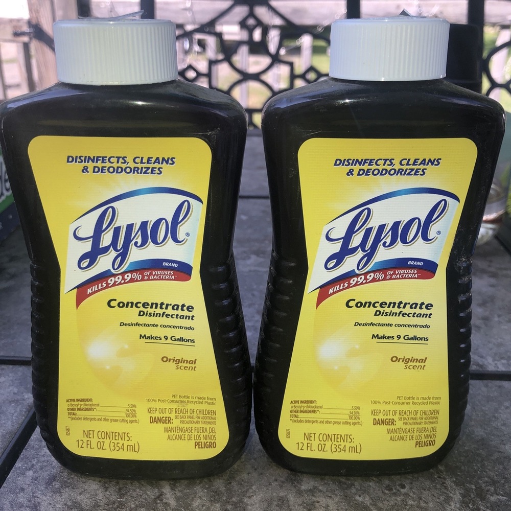 2 Lysol Concentrate Disinfectant Original Scent 12oz Brown Bottle Makes 9 Gallon